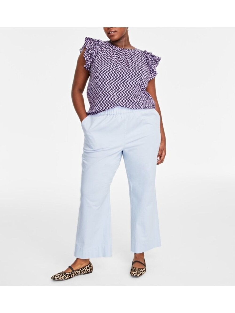 On 34th Womens Trendy Plus Size Pull-On Chino Pants Frozen Blue Size 2X NWT
